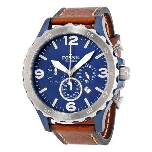 Fossil Nate计时表海军蓝蓝色表盘男士手表JR1504