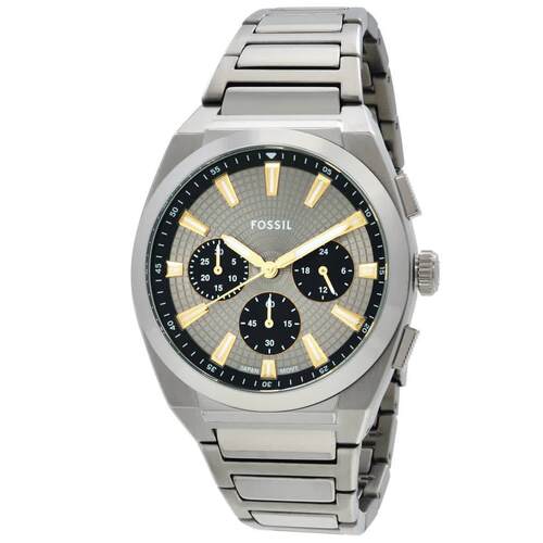 Fossil Everett计时表石英灰表盘男士手表FS6128