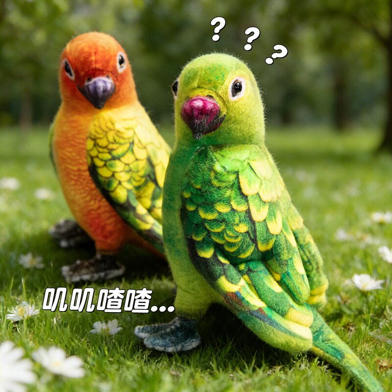 跨境仿真鹦鹉毛绒玩具绿头鸭子公仔玩偶野生动物园儿童礼物装饰