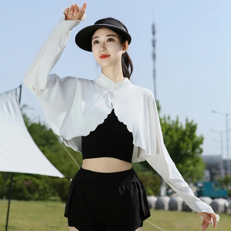 新中式防晒冰袖披肩一体女薄款