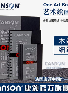 CANSON康颂艺术绘画本ONE细纹100g速素描写本木炭彩铅本98张/80张
