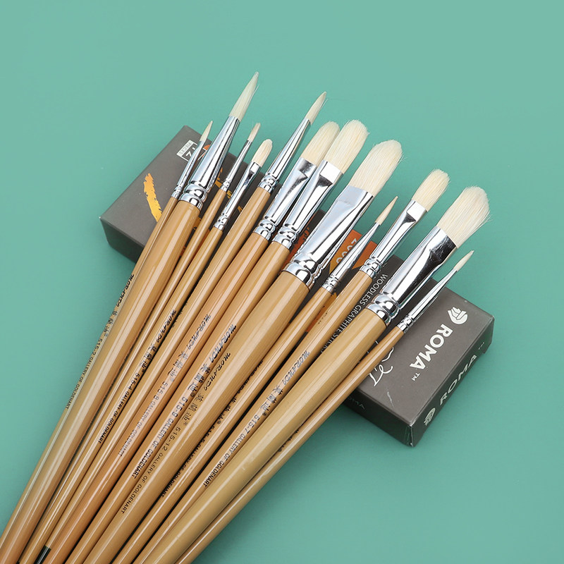 莫兰迪515圆头画笔猪鬃油画画笔专业丙烯画笔刷子画刷艺考水粉笔,文具电教/文化用品/商务用品,水粉/水彩/油画专用笔,淘宝优惠券,粉丝福利购,淘宝优惠卷