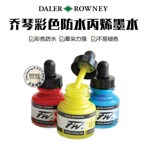 进口达拉罗尼乔琴丙烯墨水FW INK流体画衣服皮具改色颜料浇注媒介