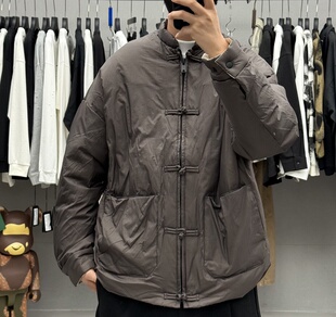 新中式复古盘扣廓形立领羽绒服男2025冬季新款高级感纯色鸭绒外套