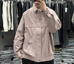 东隅桑榆春季男户外纯色简约翻领工装夹克日系休闲宽松通勤外套潮