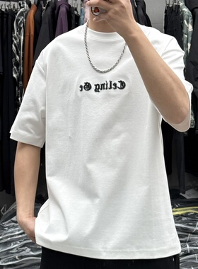 OD1夏季新款男重工彩绘刺绣圆领短袖T恤美式休闲宽松痞帅情侣半袖