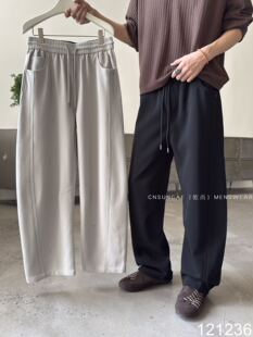 宽松百搭阔腿显瘦卫裤 韩版 男简约纯色垂感直筒运动休闲裤 乾尚春季