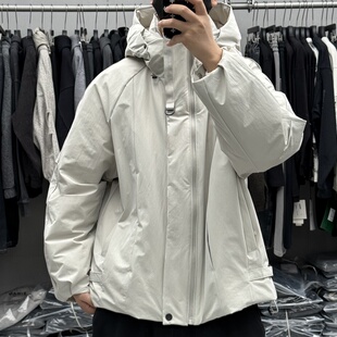 日系复古简约百搭连帽羽绒服男冬季 宽松保暖防寒90白鸭绒冲锋衣潮