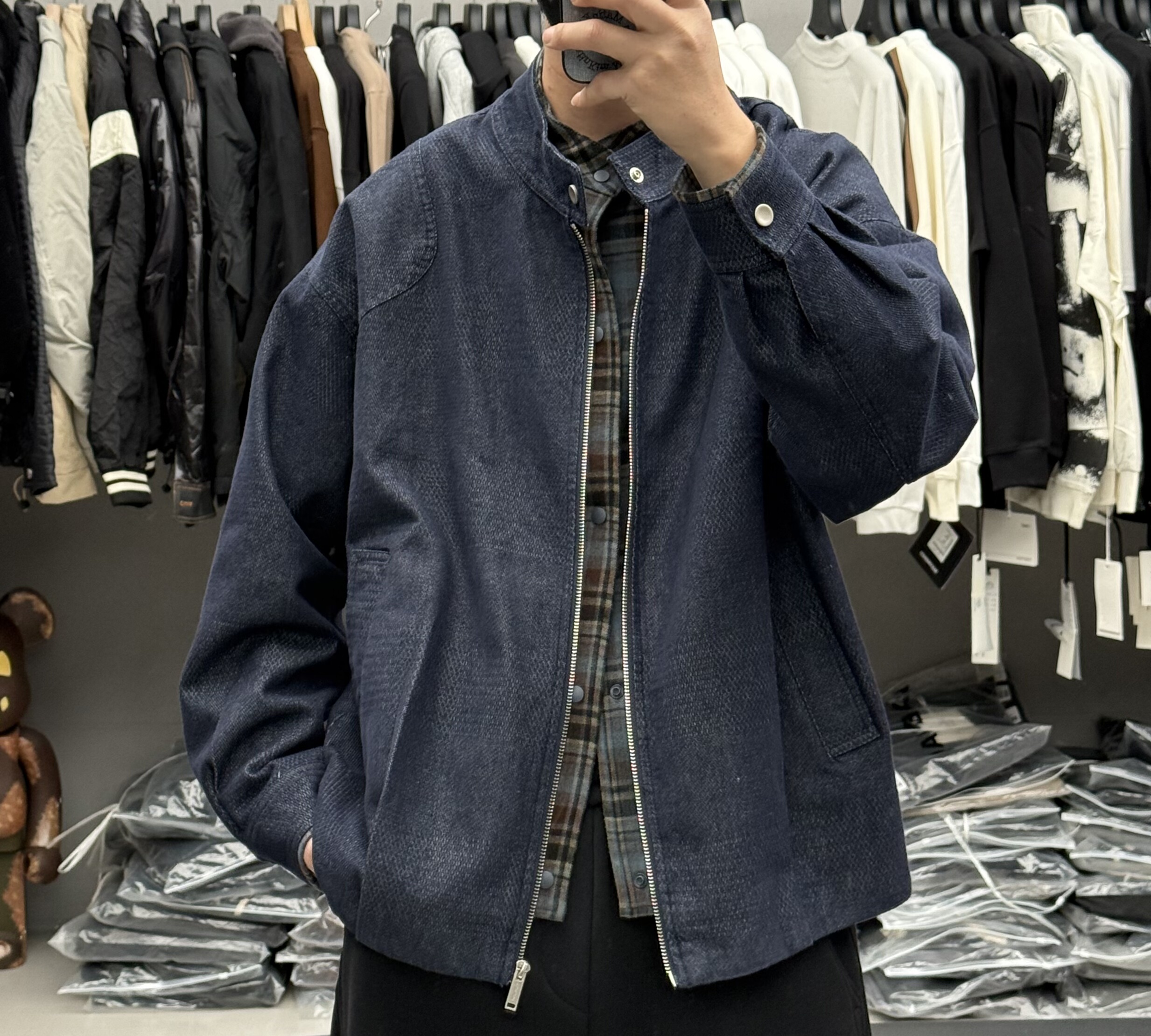 美式复古水洗假两件衬衫拼接立领牛仔夹克男春季宽松痞帅通勤外套,男装,牛仔外套,淘宝优惠券,粉丝福利购,淘宝优惠卷