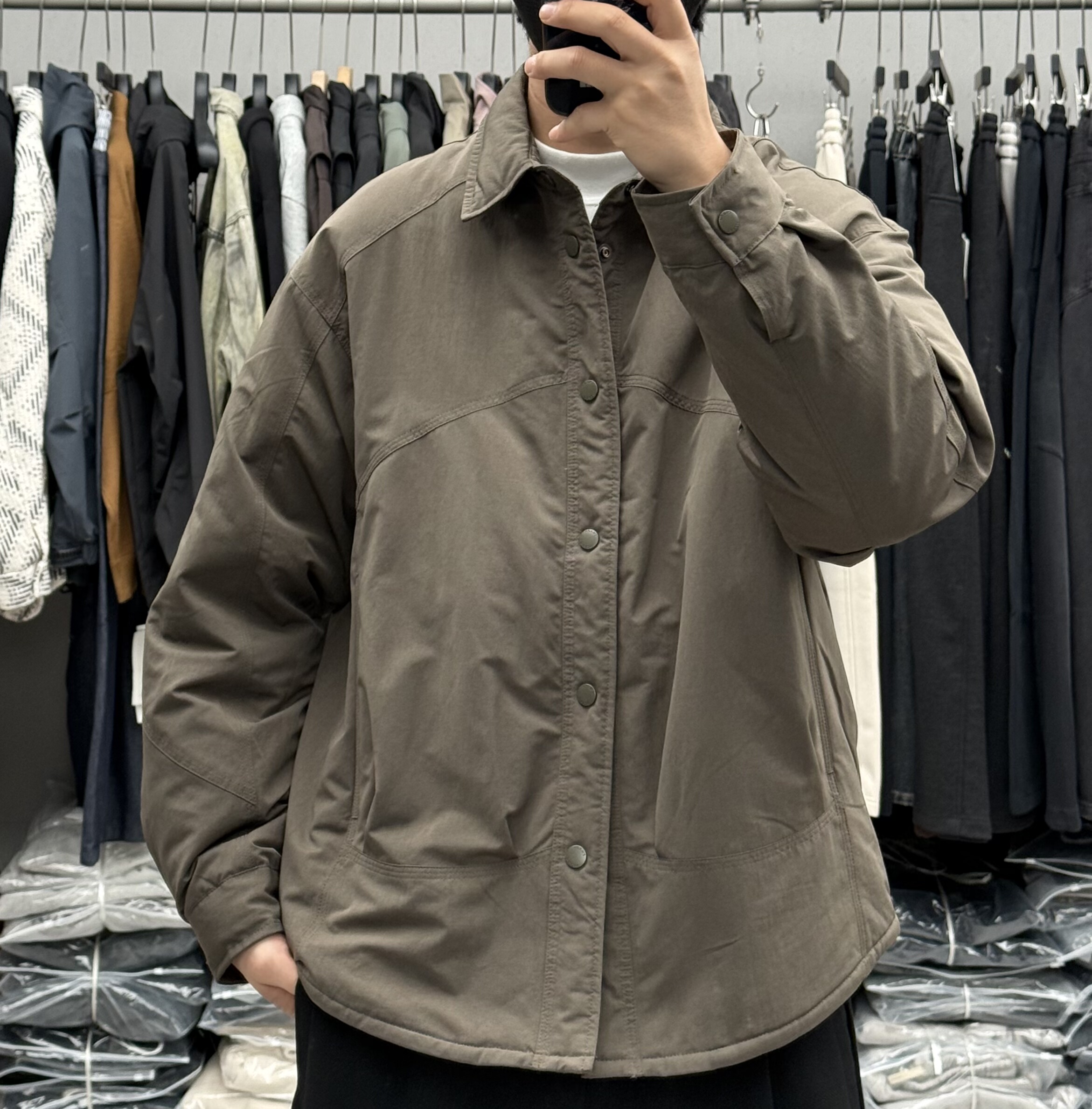 高品质设计感拼接衬衫式轻薄羽绒服男冬季百搭休闲保暖通勤外套潮