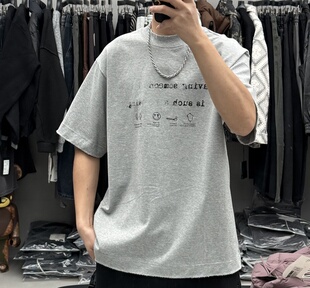 潮牌复古重磅高街字母印花纯棉短袖T恤男春夏高克重宽松痞帅半袖t
