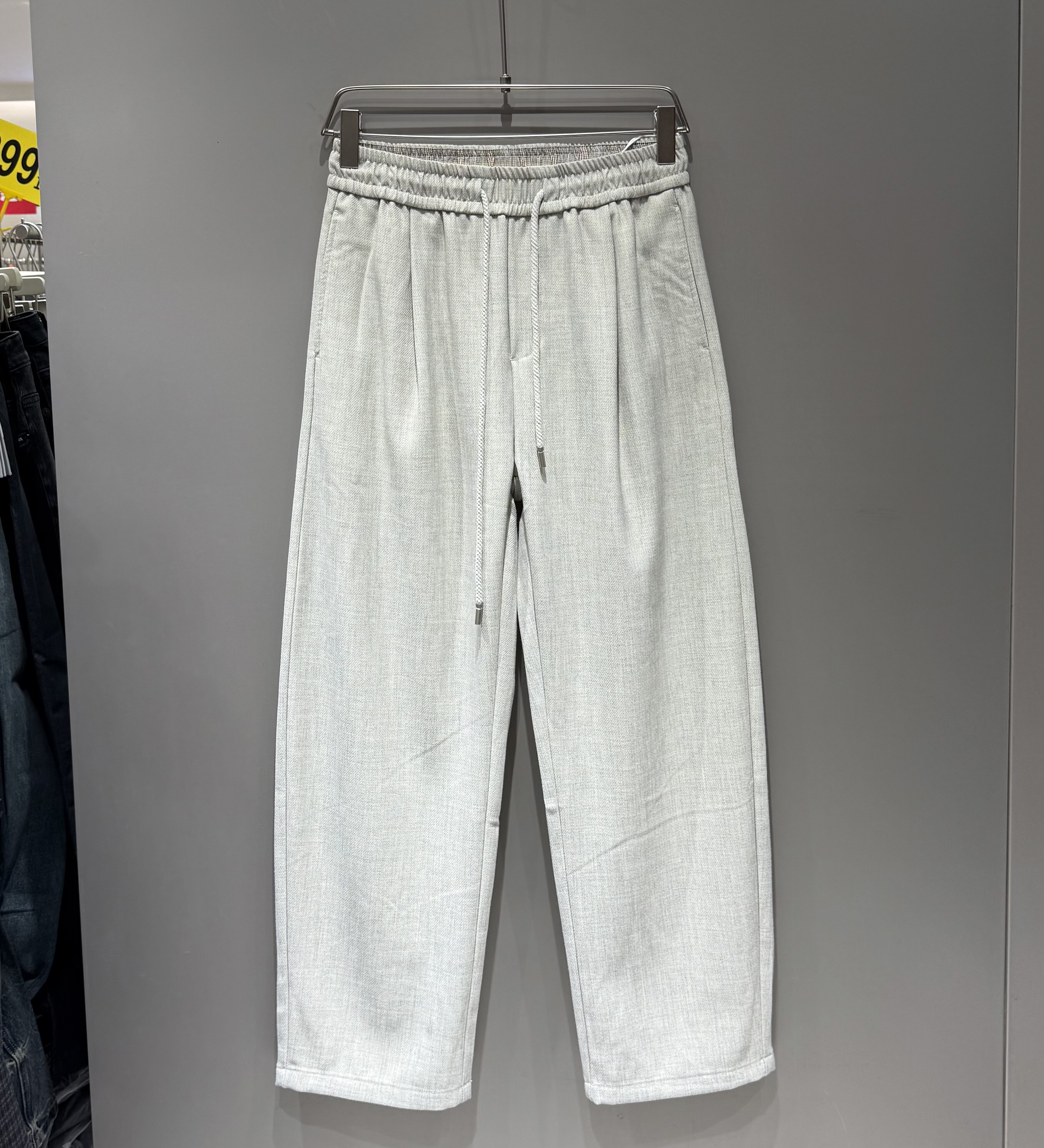 潮牌高端轻熟风极简松紧腰直筒休闲裤男春季韩版宽松垂感显瘦长裤,男装,休闲裤,淘宝优惠券,粉丝福利购,淘宝优惠卷