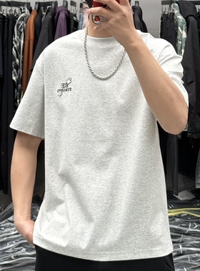 EXO夏季新款男猫咪印花圆领短袖T恤韩版时尚百搭修身显瘦薄款半袖