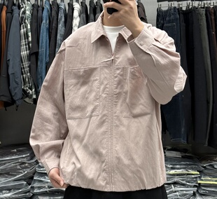 2026春夏男高品质轻奢极简翻领工装夹克韩系宽松痞帅通勤薄款外套