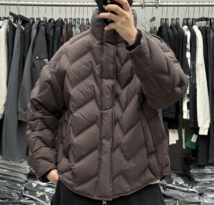 轻盈零压感高充绒几何排骨立领羽绒服男冬季保暖御寒90白鸭绒外套