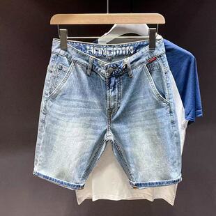 豚木鸟牛仔短裤男士七分裤新款宽松五分中裤休闲夏季薄款男士裤子