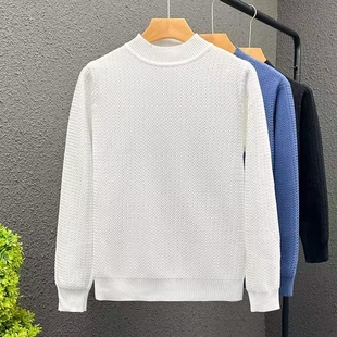 半高领毛衣男款士秋冬季加大加厚保暖修身中领黑色针织打底衫内搭