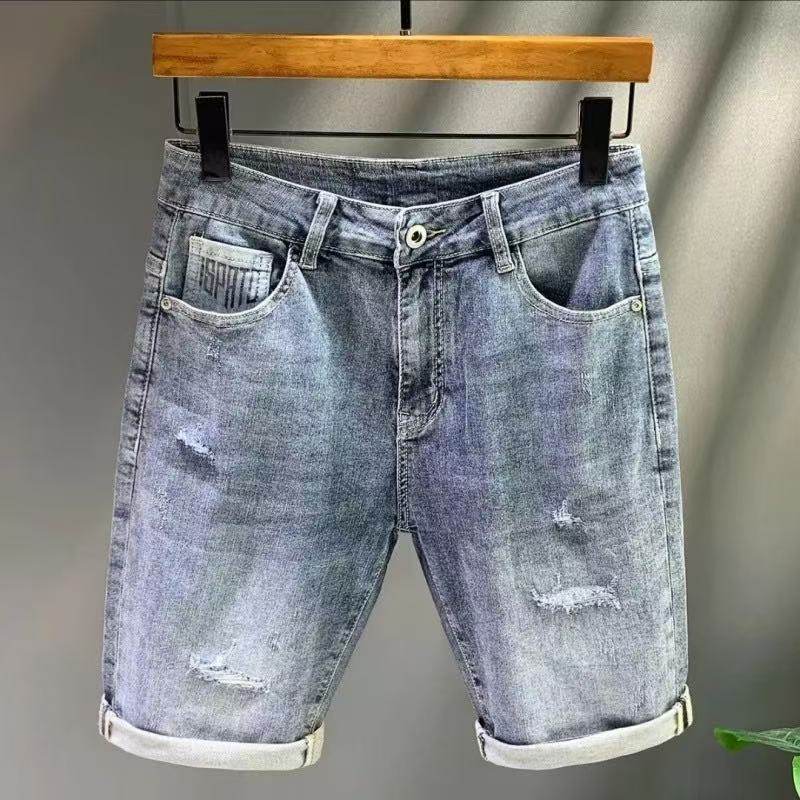 破洞牛仔短裤男款夏季设计感小众宽松大码阔腿五分裤潮牌vibe裤子,男装,短裤,淘宝优惠券,粉丝福利购,淘宝优惠卷