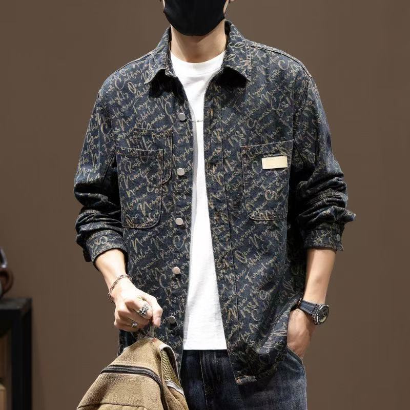 美式cleanfit提花牛仔外套男士潮流高级感上衣春秋季时尚休闲夹克