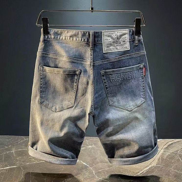 夏季薄款牛仔短裤男宽松直筒五分裤弹力百搭潮流中裤休闲大码裤子,男装,短裤,淘宝优惠券,粉丝福利购,淘宝优惠卷