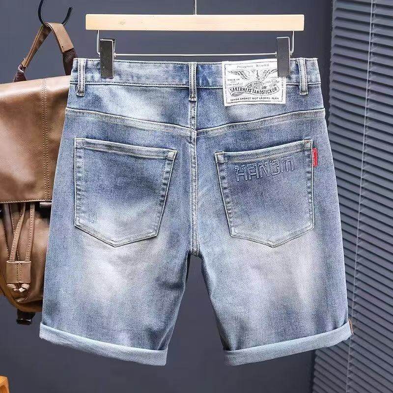牛仔短裤男士夏季薄款直筒宽松休闲五分裤弹力商务爸爸高腰中裤子,男装,短裤,淘宝优惠券,粉丝福利购,淘宝优惠卷