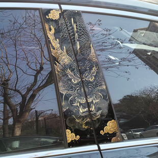 适用传祺影豹GS8中柱改装 饰条 钢化膜彩绘贴纸车窗B柱亮条贴片装