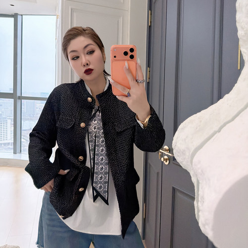 大码女装胖mm高级感宽松长袖外套