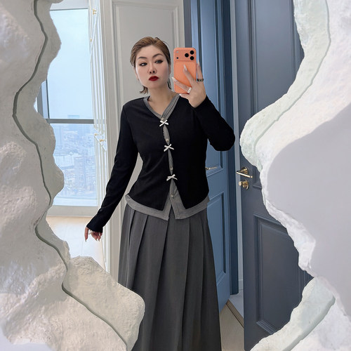 大码女装胖mm假两件高腰半裙套装