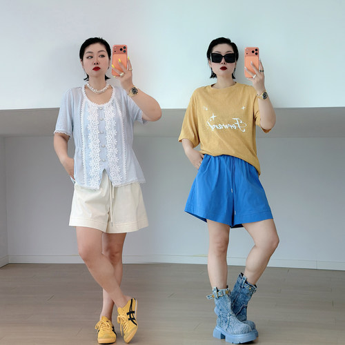 大码女装胖mm休闲百搭短裤