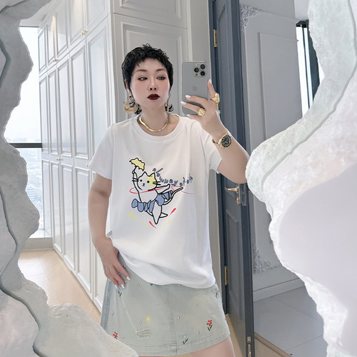 大码女装胖mm减龄显瘦短袖t恤