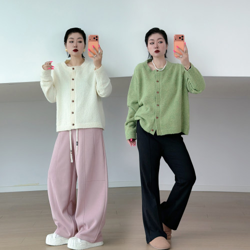 大码女装胖mm慵懒风毛衣外套