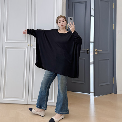 大码女装胖mm蝙蝠袖大版罩衫