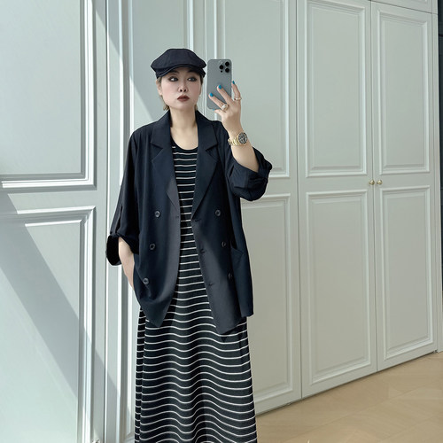 大码女装胖mm气质慵懒风西服外套