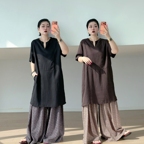 大码女装胖mm慵懒松弛感套装