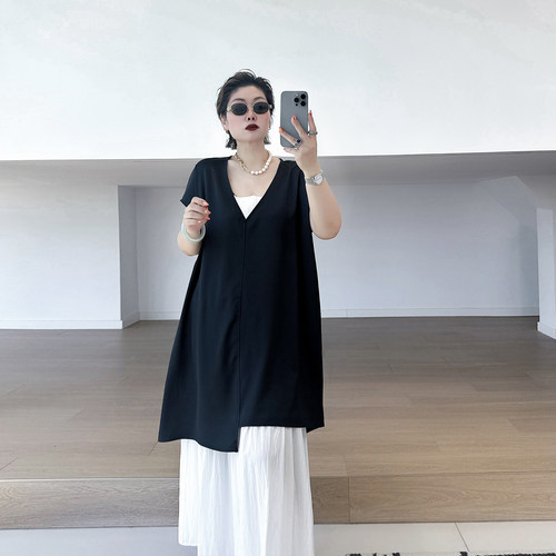大码女装胖mm法式赫本风套装