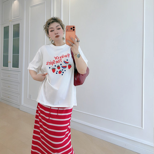 大码女装胖mm韩版减龄短袖t恤