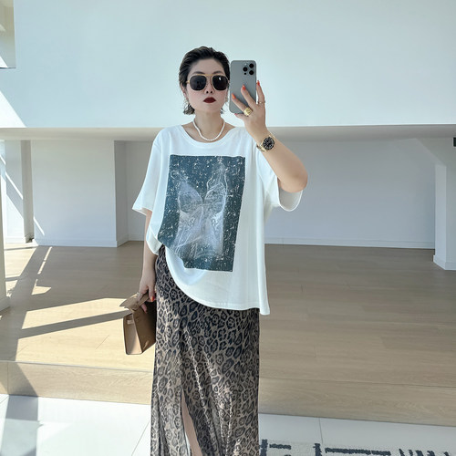 大码女装胖mm美式街头短袖t恤