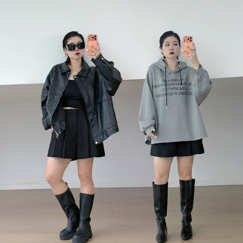 大码女装胖mm黑色西装裙裤