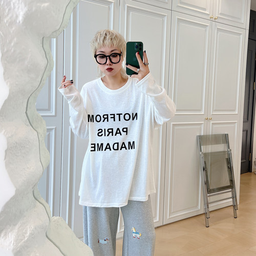 大码女装胖mm慵懒休闲复古上衣