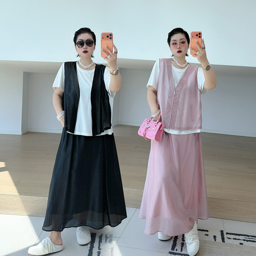 大码女装胖mm显瘦通勤三件套