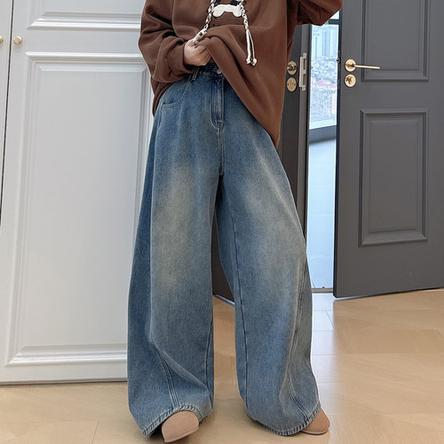 大码女装胖mm加绒宽松牛仔裤