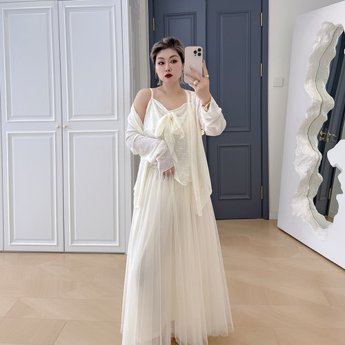 大码女装胖mm法式温柔三件套