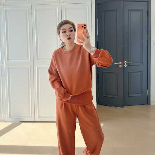 大码女装胖mm运动卫衣卫裤两件套