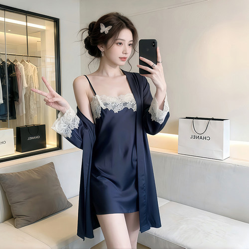 性感睡衣女士冰丝吊带睡裙睡袍