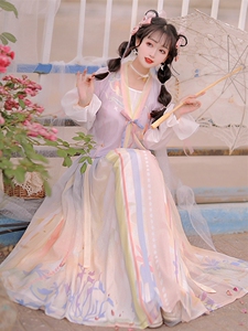 唐褙子汉服女唐制汉元素中国风齐胸襦裙日常新款仙气古风飘逸长裙