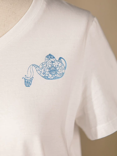 Хлопковый заварочный чайник, однотонная футболка, с печатью вашего логотипа, по фигуре, круглый воротник, в корейском стиле