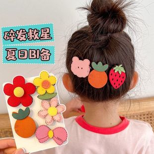 儿童婴儿发夹魔术贴卡通小花朵水果动物碎发神器发帖刘海贴发饰女