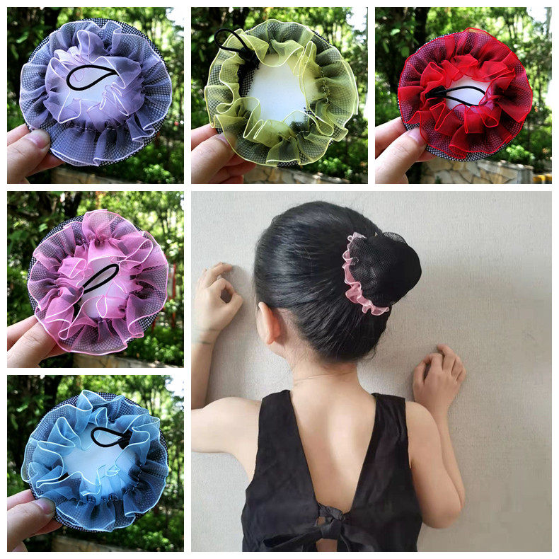 儿童发网兜隐形发饰品成人拉丁舞蹈考级盘发器丸子头女童花边盘发