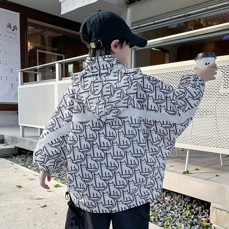 男童夏装防晒衣外套薄款2025新款中大儿童夏季男孩防晒服大檐帽潮
