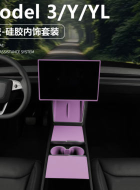 适用特斯拉ModelY/YL/3中控面板保护套无线充电硅胶垫水杯架紫色
